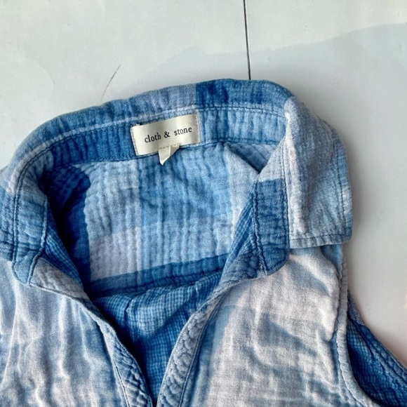 Anthropologie Cloth & Stone Colour Slip On Cotton Short Sleeveless Dress Pockets - Picture 4 of 9